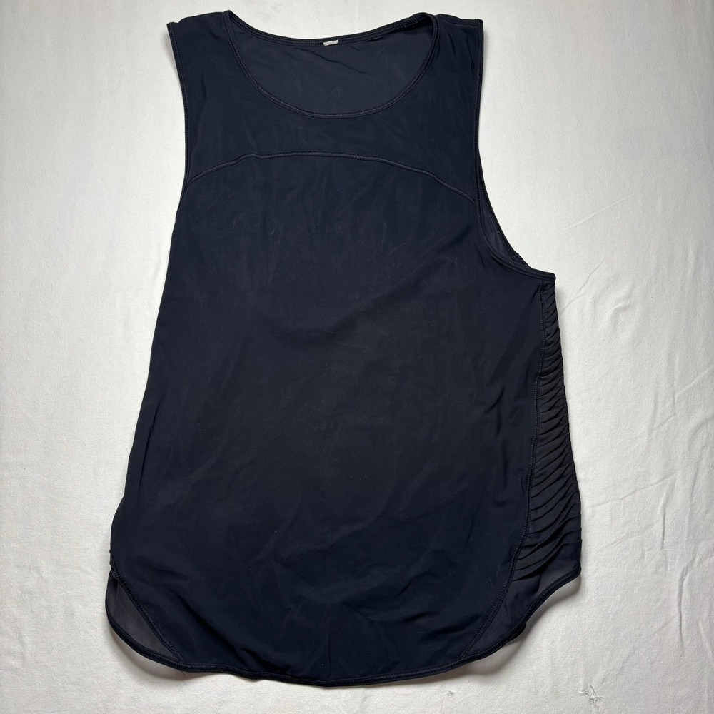 Lululemon Sculpt Tank Top Women 6 Black Mesh Pleated Side Activewear Workout